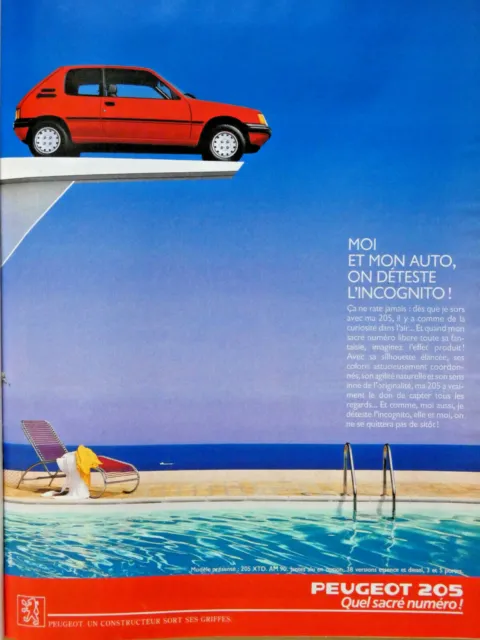 1989 Peugeot 205 Car Press Advertisement What A Great Number - Pool