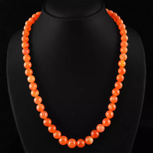 320.00 Cts Natural Amazing Rich Orange Carnelian Round Beads Necklace (Rs)