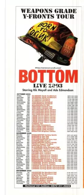 (Vbkj) Advert 11X4" Bottom Live 2003 Tour Dates