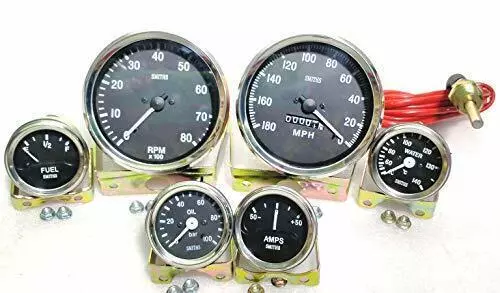 52mm  Kit Temp Oil Temp Fuel Amp Gauge Speedometer Tachometer Replica For Smiith