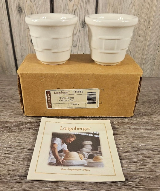 Longaberger Pottery 2-Pack Votive Cups Heirloom Ivory 35939