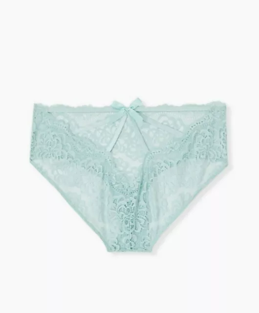 Torrid Curve NWT Womens Plus Size 0 Mint Blue Lace Cage Back Hipster Panty Rare 