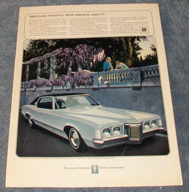 1969 Pontiac Grand Prix Vintage Ad "Worth Waiting For, Wasn't It?"