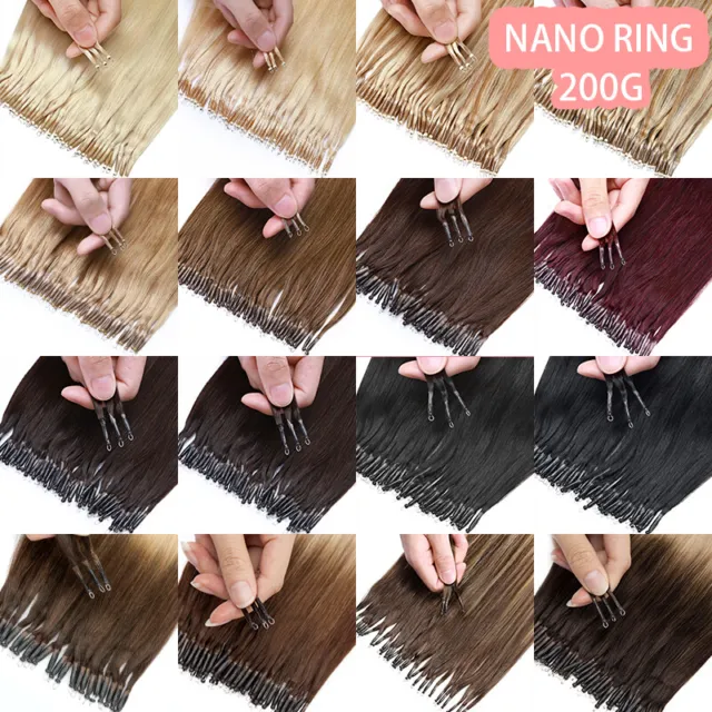 Nano Ring Tip Micro Loop Bead Remy Human Hair Extensions Thick Full Head 200G