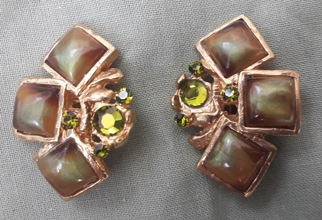 Boucles D'oreilles Clips Vintage MICRIS Années 80-90 - Oré Et Plastique