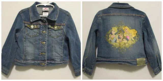 Disney Store Studio Collection Blue Denim Jacket Girls XS (4) Princess Cinderell