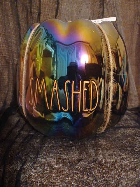 Iridescent Ceramic "Smashed" Rae Dunn Pumpkin Bowl or Planter Halloween Fall New
