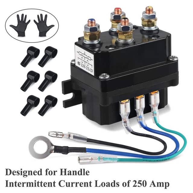 12V 250A WINCH Contactor Solenoid Relay Weatherproof For ATV UTV 4x4