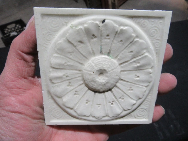 ~ Lot Of 6 + 2 Antique Tiles With Flowers American Encaustic ~ 4.25 Sq ~ Salvage