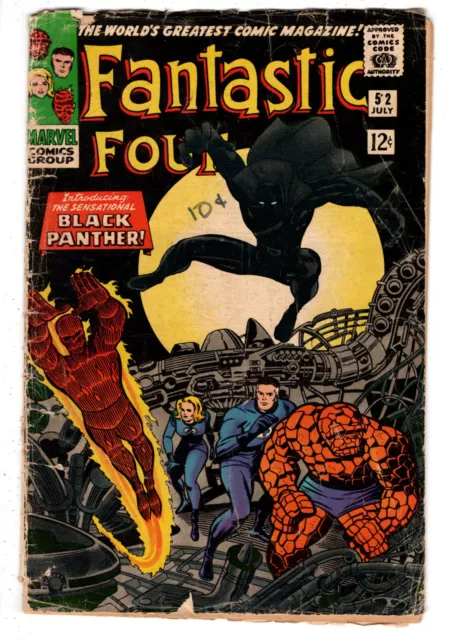 Fantastic Four #52 (1966) - Grade 2.0 - 1St Appearance Black Panther Silver Age!