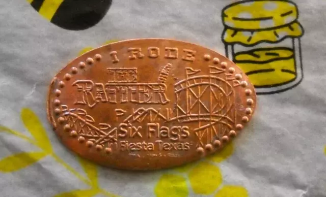 Six Flags elongated penny Fiesta Texas USA cent I Rode The Rattler souvenir coin