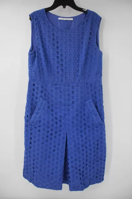 Diane von furstenberg Women S/M Carpreena Ring Stitch Dress Blue cotton eyelet