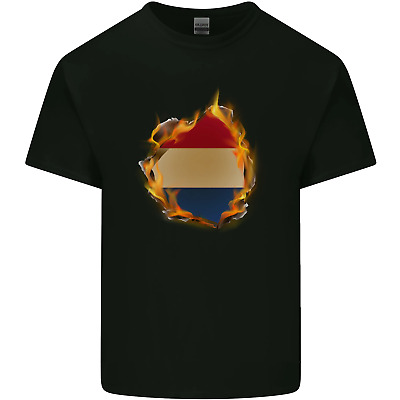 La bandiera olandese Fuoco Effetto HOLLAND DA UOMO COTONE T-Shirt Tee Top