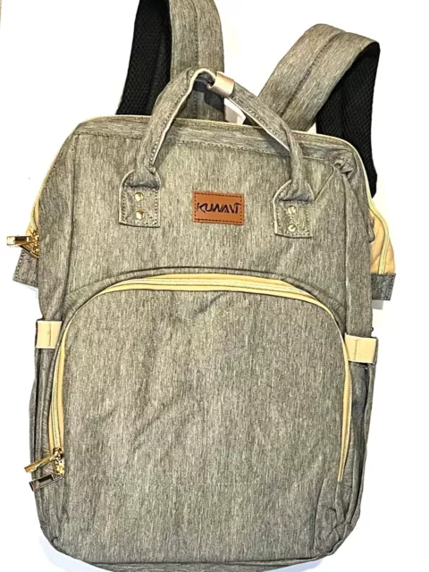 Baby Diaper Bag Backpack Gray With built in Bassinet/Crib Changing Station USB
