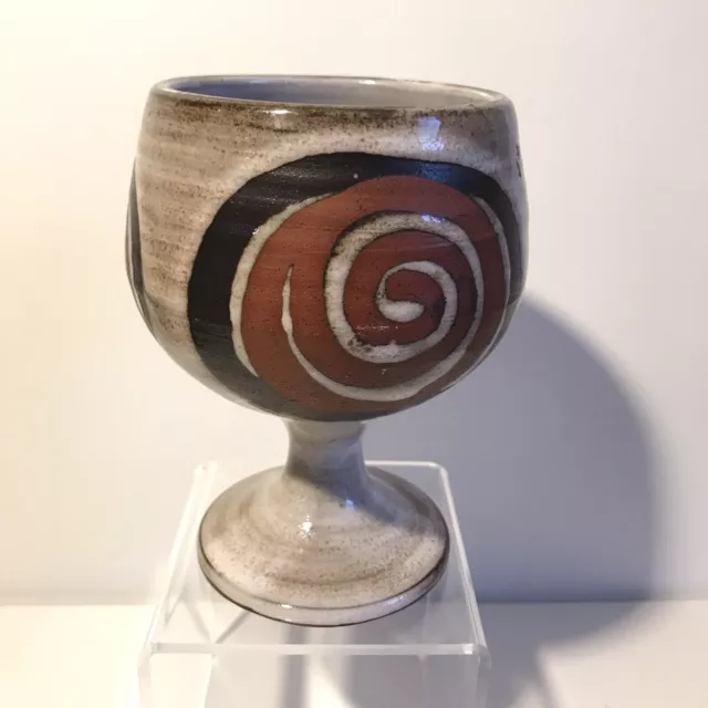 Vintage Briglin Studio Pottery Pedestal Goblet Signed VGC