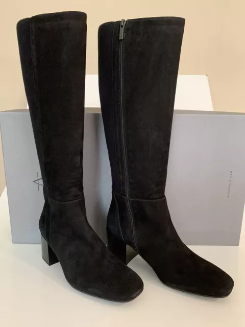 Aquatalia Womens Calynn Tall Black Suede Weatherproof Boots New In Box MSRP $625