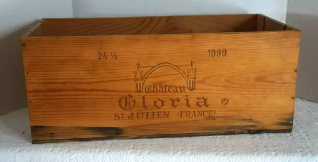 Wine Box Case Wooden Crate Chateau Gloria St Julien France 1999