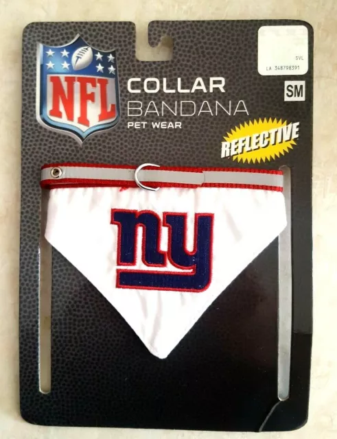 New York Giants Dog Collar and Bandana Size Small Reflective Stitched Logos New