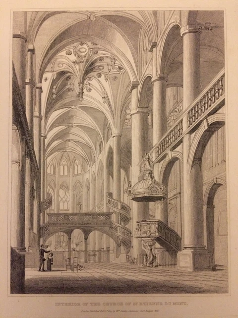 Gravure Originale Max Pretzfelder "Bau" 1908 - Ouvrier Construction église, Format 24x32 Cm, Non Signée