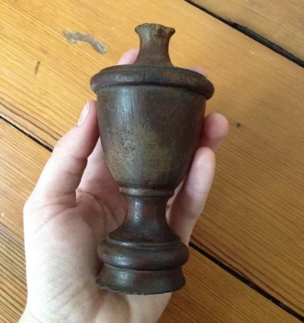 Antique Victorian Decorative Antique Dark Solid Walnut Wood Turned Finial 4.75"