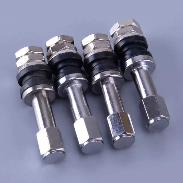 4pcs TR48 Stainless Steel Tyre Tire Valve Stems High Pressure Flush New