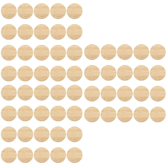 60 PCS Round Chip Wood Circles Unfinished Bamboo Chips Work