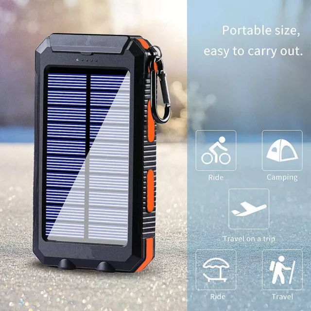 90000mAh Portable Solar Power Bank Dual USB Output External Battery Charger