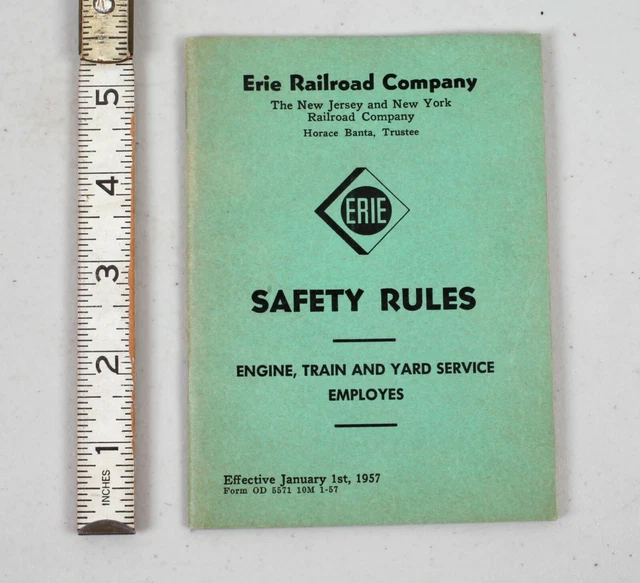 Vintage 1957 Erie Railroad Safety Rules Booklet Engine Train and Yard Employees