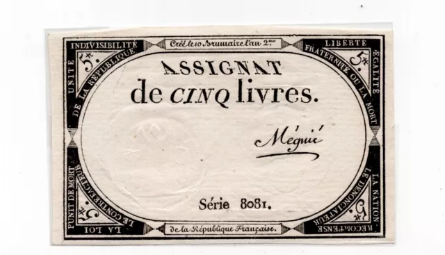 France Assignat Domaine nationaux 5 livres série 8081