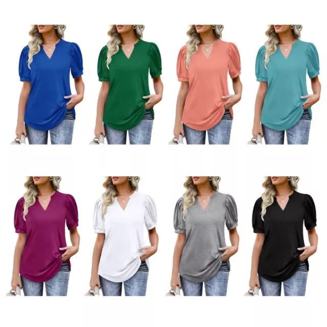 Women Babydoll Blouses V-Neck Tops Summer Casual Loose Ruffle Sleeve Tops