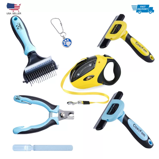Dog Brush for Shedding Cat Grooming Comb Hair Pet Nail Clippers Leash Rake Long