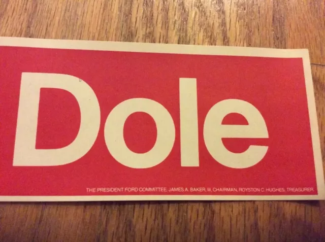 Official 1976 Gerald Ford For President & Bob Dole Vice President Bumper Sticker 2