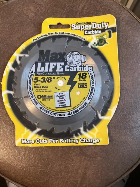 Max Life 538C418 5 3/8 x 18 Tooth Cordless Circular Saw Blade Carbide