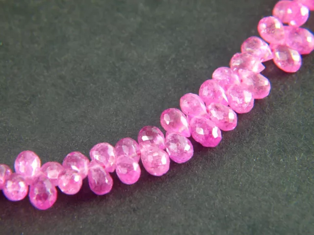 Genuine Natural Bubble Gum Pink Sapphire Gemstones Faceted Drop Beads 14x Stones