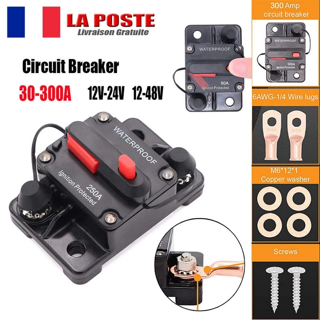 Disjoncteur Réarmable 125A DC 12-48V ABSOPRO - Support Fusible Voiture, Bateau, Audio (lot De 3)