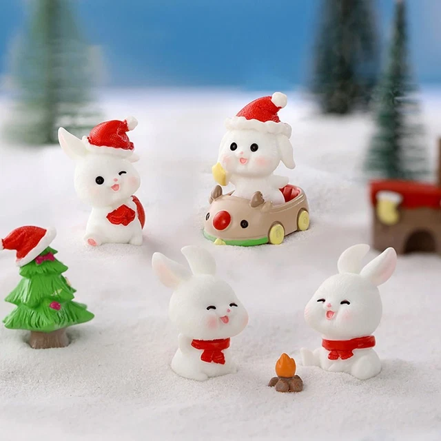 Globe Miniature Bunny Fairy Garden Micro Landscape Christmas Rabbit Figurines