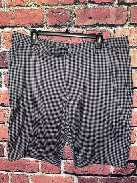 Under Armour Mens 38 Waist Black Gray Checkered Golf Shorts