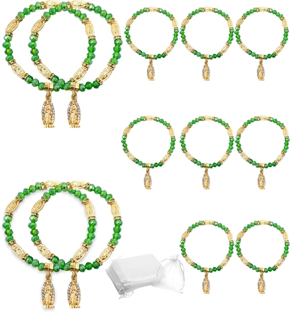 12 PCS Crystal Lady Guadalupe Rosary Bracelet Silver - Baptism Favor/Christening