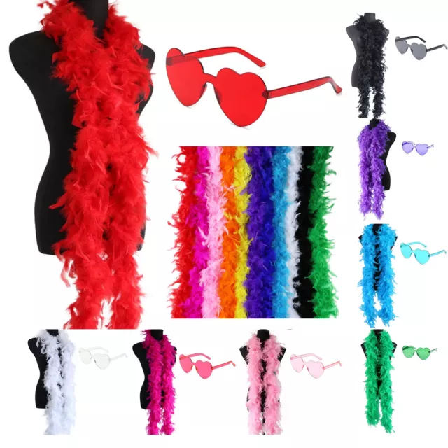 Feather Boas With Heart Rimless Sunglasses - 2M/6.6ft Feather Boa For Women