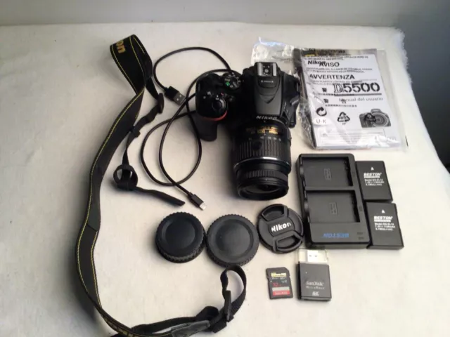 Nikon D5500 24.2MP Digital SLR Camera  w/ VR II 18-55mm Lens +extras