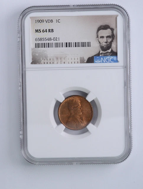 FIRST YEAR ISSUE GEM BU Unc 1909 VDB MS 64 RB Lincoln Wheat Cent NGC *565