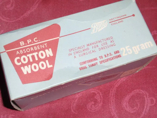 Vintage/Collectable: 1960/70's - Boots Absorbent Cotton Wool 25 gram