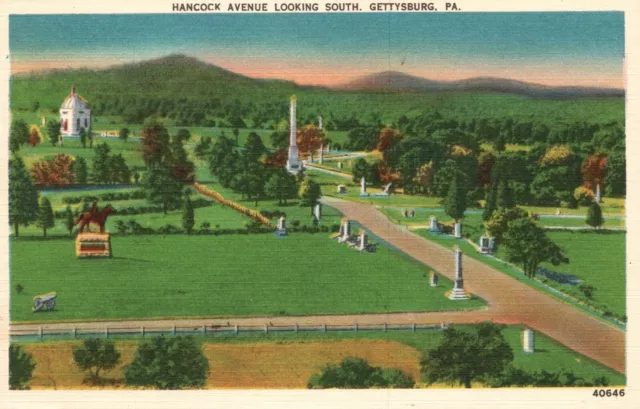 Vintage Postcard Hancock Avenue Looking South Panorama Gettysburg Pennsylvania