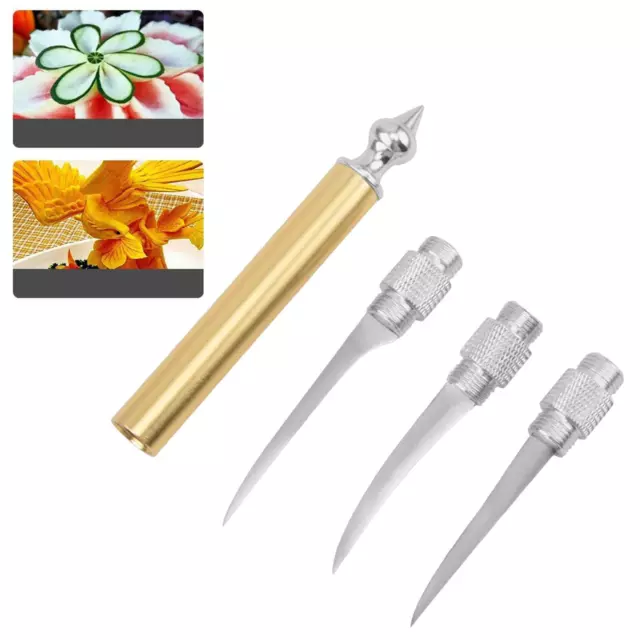 Portable Carving Tool Set Food Garnishing Culinary Stainless Steel Three Heads