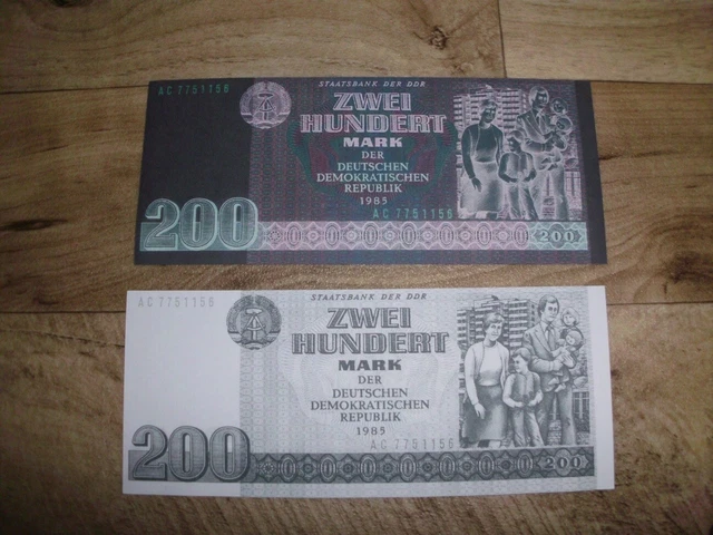DDR, MARK DER DDR, Banknoten-Set, 200 M, 1985, REPLIKEN ...