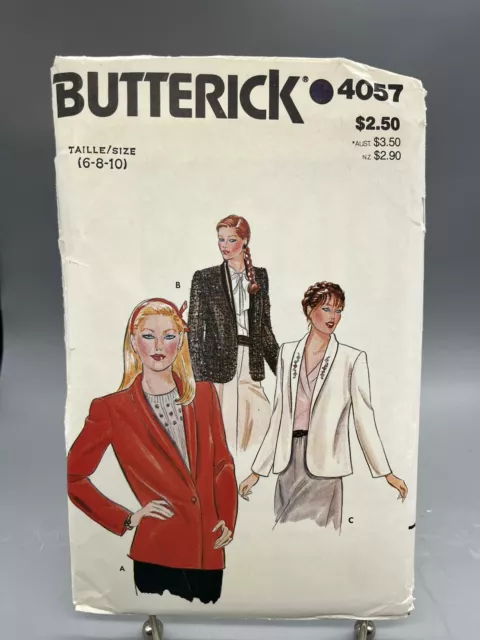 Chaqueta para mujer Butterick con patrón de costura 4057 talla 6-8-10