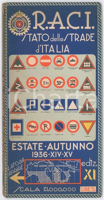Estate-Autunno 1936 RACI Carta automobilistica d'Italia *ESSO SHELL