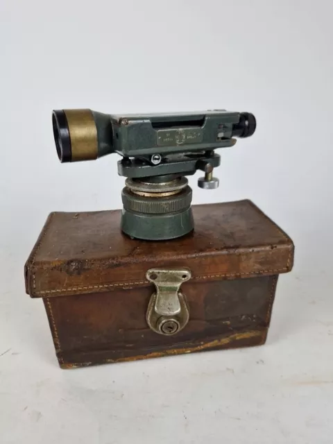 WATTS Theodolite Surveyors Level Telescope Vintage In Leather Case