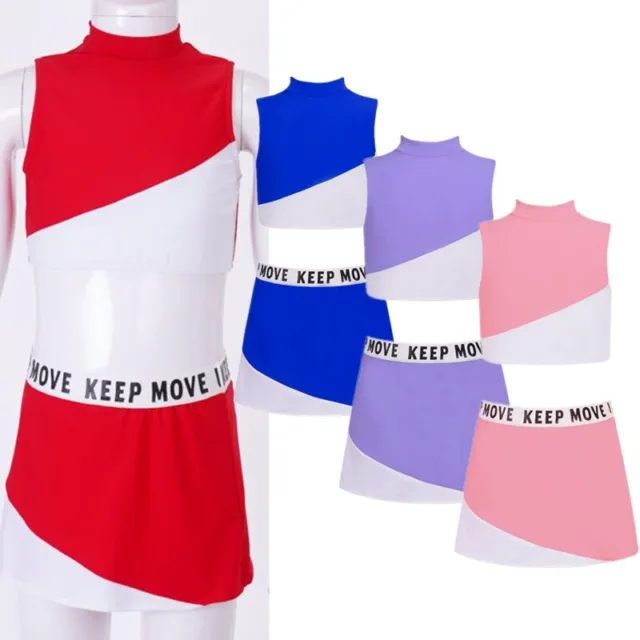 Girls Crop Tank Tops with Skorts Sets Sports Golf Badminton Tennis Dress Outfits