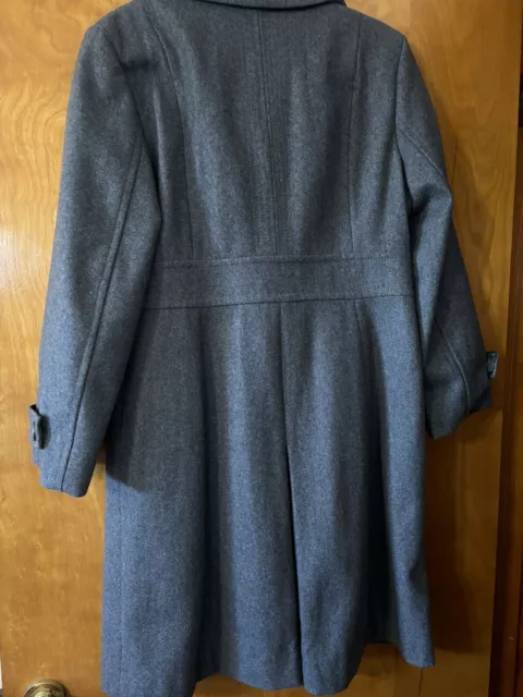 KENNETH COLE New York Women’s Wool Blend Grey Military Medium Length Coat Size 8 2